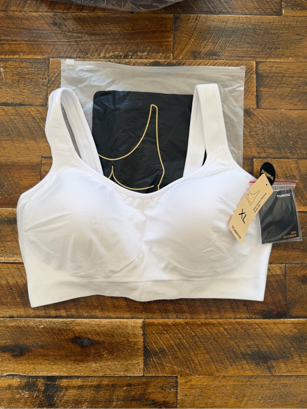 NWT TrueKind Seamless Soft Wireless White Shaper Bra Top XL Shapewear